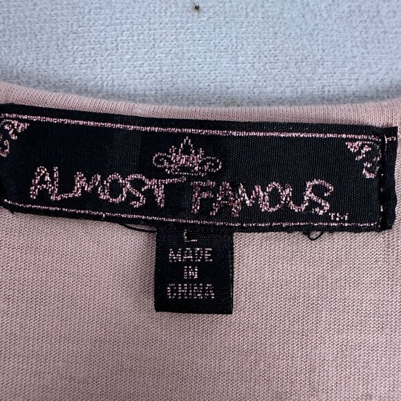 Almost Famous Beige Tank Top With Sequins Womens Large Racerback Scoop Neck - Picture 4 of 6